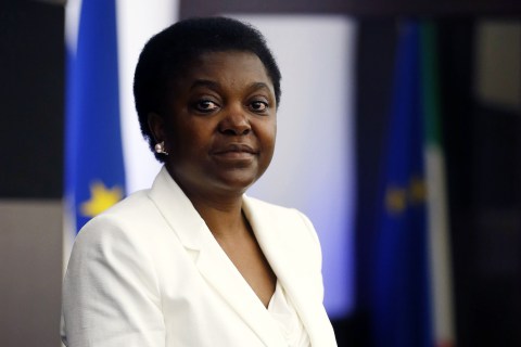 Italian Minister for Integration Cecile Kyenge poses during a news conference in Rome
